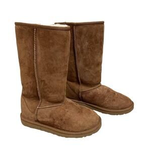 UGG Australia Women's Shearling Brown Suede Fur F26015G Classic Tall Boots Sz 5‎